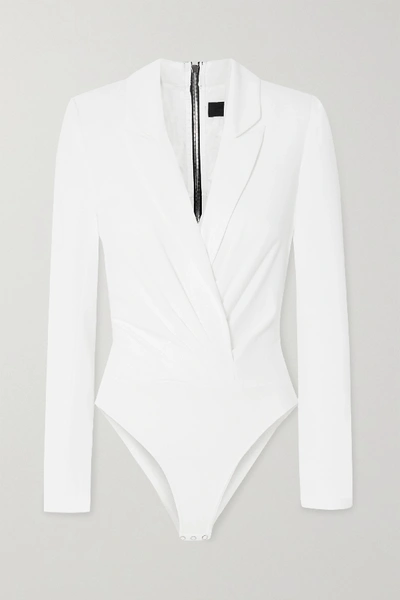 Shop Rta Maryse Silk-twill And Stretch-tulle Bodysuit In White