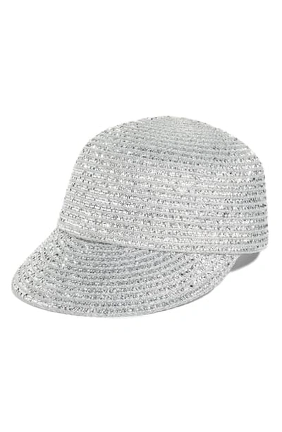 Shop Eric Javits Mondo Woven Cap In Silver