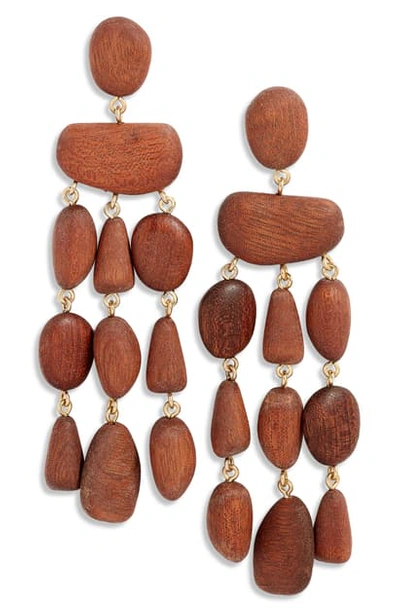Shop Cult Gaia Tallulah Wood Chandelier Earrings In Mahogany