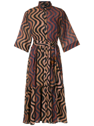 Shop Andrea Marques Tiered Shirt Dress In Multicolour