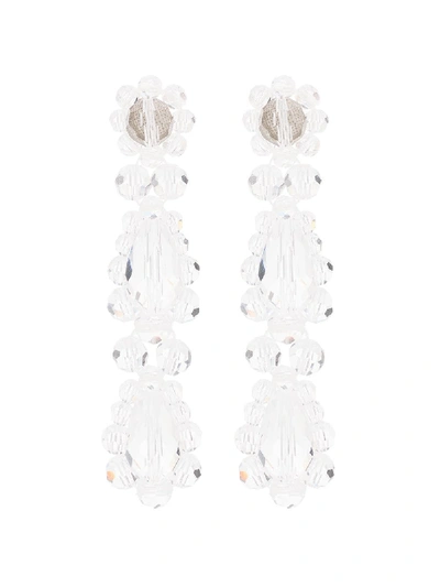 Shop Simone Rocha Flower Bead Earrings In White
