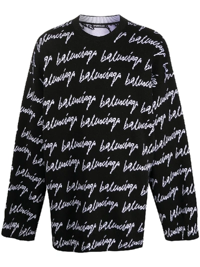 Shop Balenciaga All-over Logo Jumper In Black