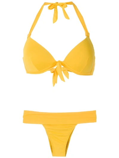 Shop Amir Slama Triangle Top Bikini Set In Yellow