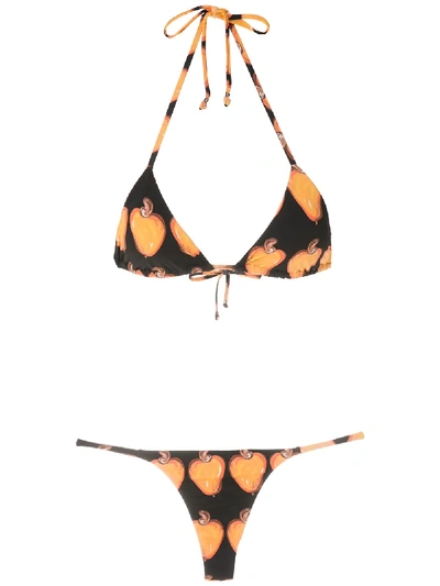 Shop Amir Slama Pear-print Bikini Set In Black