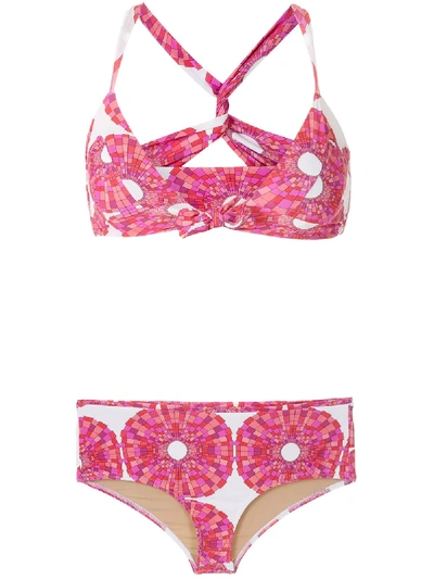 Shop Amir Slama Abstract-print Bikini Set In White