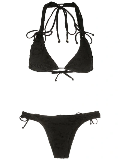 Shop Amir Slama Perforated Detail Bikini Set In Black