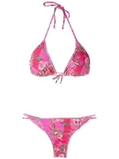 Shop Amir Slama Floral-print Bikini Set In Pink