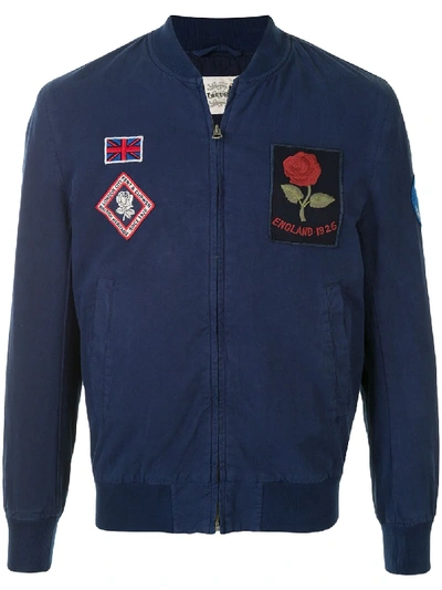 Shop Kent & Curwen Badge-appliqué Bomber Jacket In Blue