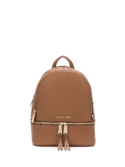 Shop Michael Michael Kors Rhea Logo Backpack In Neutrals