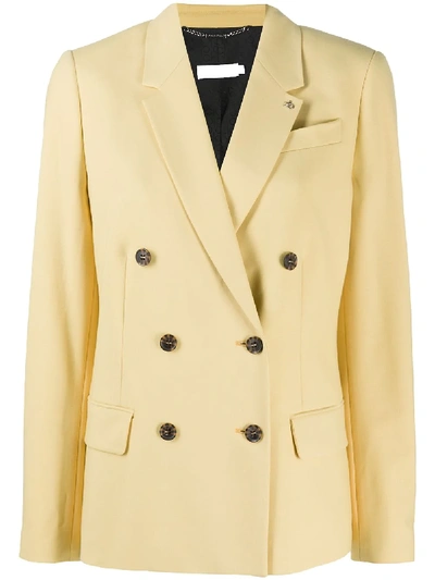 Shop Calvin Klein Double-breasted Twill Blazer In Yellow