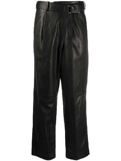 Shop Helmut Lang Wrap-front Cropped Trousers In Black