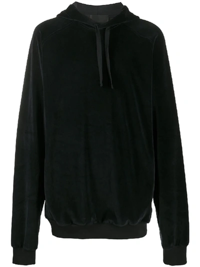 Shop Haider Ackermann Rear-print Velvet Hoodie In Black