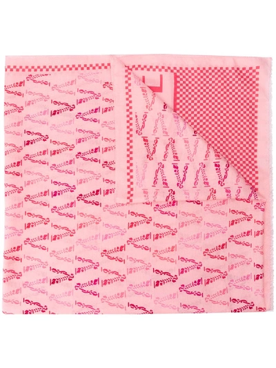 Shop Versace Logo Print Scarf In Pink