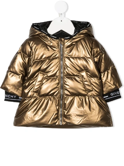 Shop Givenchy Metallic Padded Jacket In Gold