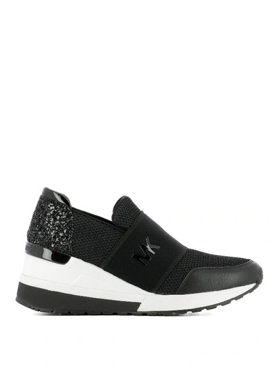 Shop Michael Kors Glittered Slip-on Sneakers In Black