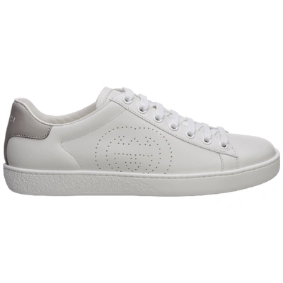 Shop Gucci Women's Shoes Leather Trainers Sneakers Ace Gg In White