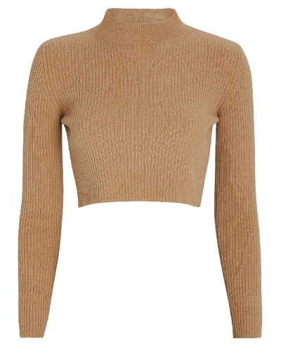 Shop Andamane Enny Cropped Wool-cashmere Sweater In Beige
