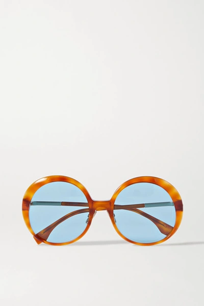 Shop Fendi Round-frame Tortoiseshell Acetate Sunglasses