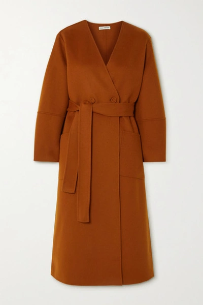 Shop Ulla Johnson Gwyneth Belted Wool-felt Coat In Orange
