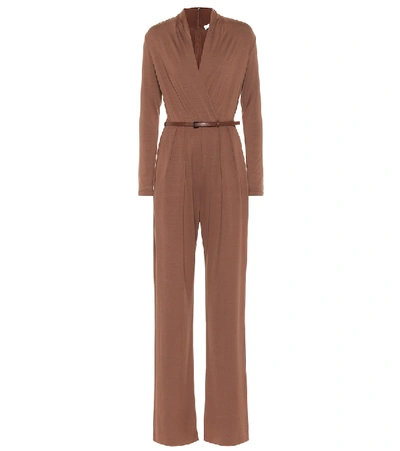 Shop Max Mara Marusca Stretch-jersey Jumpsuit In Brown