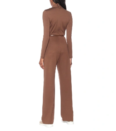 Shop Max Mara Marusca Stretch-jersey Jumpsuit In Brown