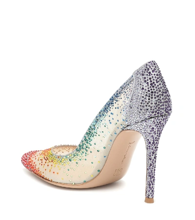 Shop Gianvito Rossi Rania 105 Crystal-embellished Pumps In Multicoloured