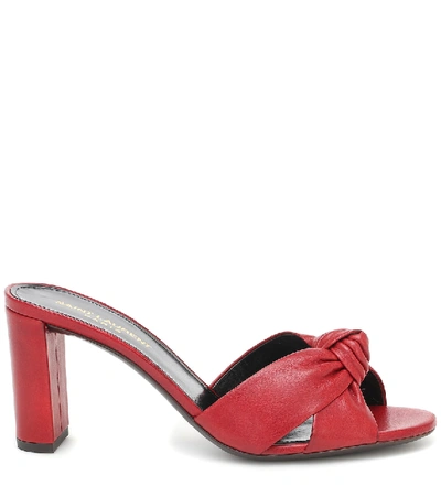 Shop Saint Laurent Bianca 75 Leather Sandals In Red