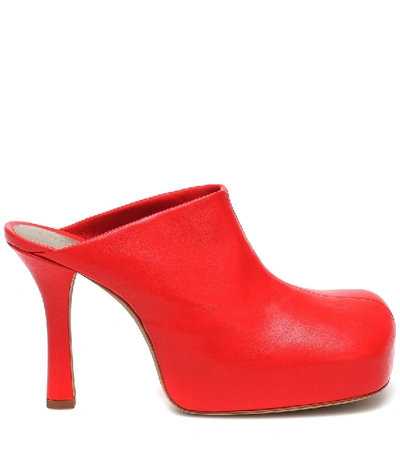 Shop Bottega Veneta Bold Leather Mules In Red