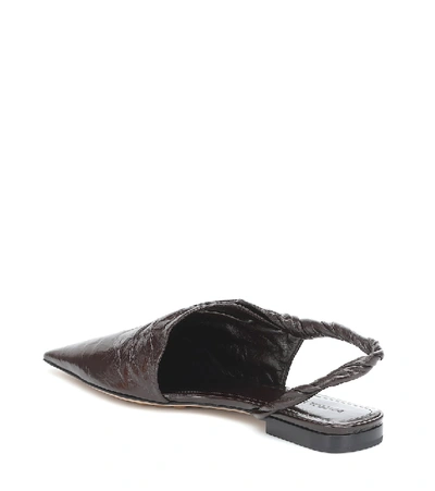 Shop Bottega Veneta Point Leather Ballet Flats In Brown