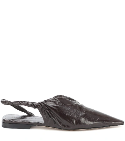 Shop Bottega Veneta Point Leather Ballet Flats In Brown