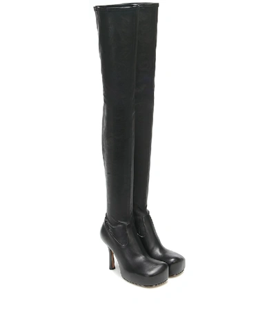 Shop Bottega Veneta Bold Leather Over-the-knee Boots In Black