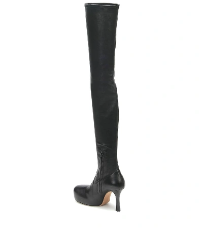 Shop Bottega Veneta Bold Leather Over-the-knee Boots In Black