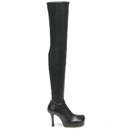 Shop Bottega Veneta Bold Leather Over-the-knee Boots In Black