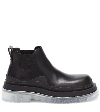 Shop Bottega Veneta Tire Leather Ankle Boots In Black + Transparent