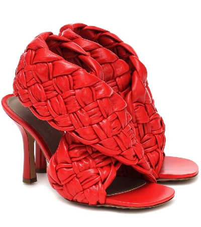 Shop Bottega Veneta Board Leather Sandals In Red