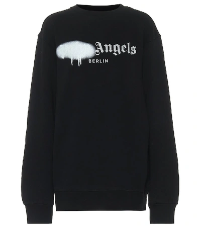Shop Palm Angels Sprayed Logo Cotton Sweatshirt In Black