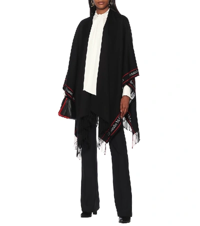Shop Alexander Mcqueen Wool And Cashmere Shawl In Black