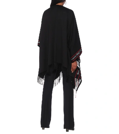 Shop Alexander Mcqueen Wool And Cashmere Shawl In Black