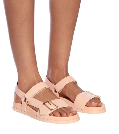 Shop Fendi Leather Sandals In Pink