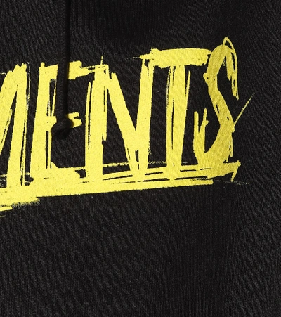 Shop Vetements Logo Cotton-blend Hoodie In Black