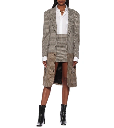 Shop Vetements Houndstooth Virgin Wool Miniskirt In Brown