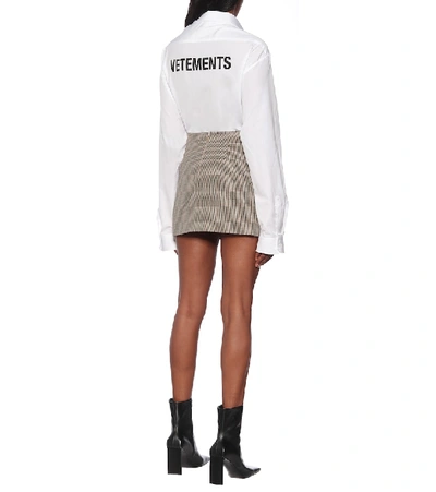 Shop Vetements Houndstooth Virgin Wool Miniskirt In Brown