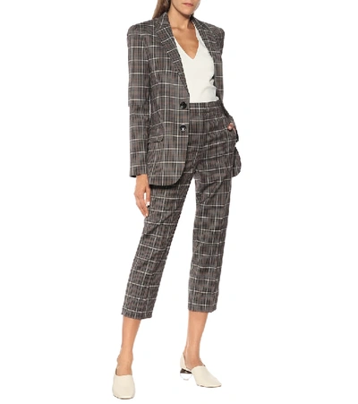 Shop Tibi Gabe Checked Blazer In Grey