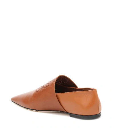 Shop Loewe Anagram Leather Loafers In Brown