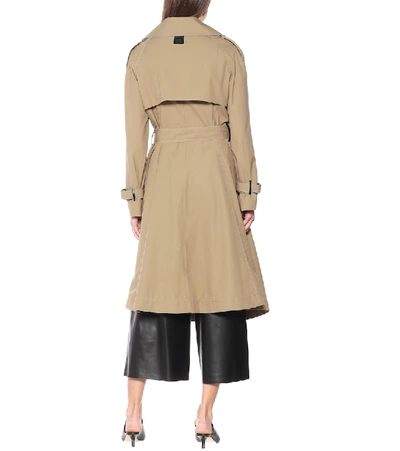 Shop Loewe Leather-trimmed Cotton Trench Coat In Beige