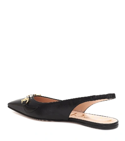 Shop Gucci Zumi Leather Ballet Flats In Black