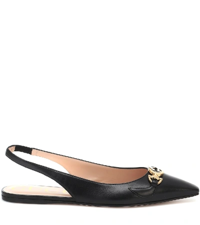 Shop Gucci Zumi Leather Ballet Flats In Black