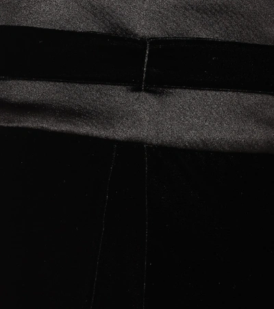Shop Saint Laurent High-rise Velvet And Satin Shorts In Black