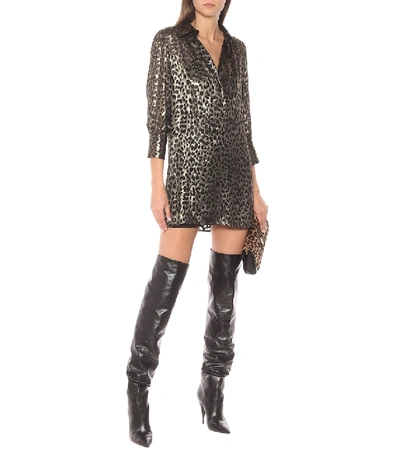 Shop Saint Laurent Lamé Silk-blend Minidress In Metallic