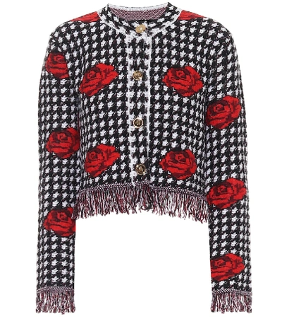 Shop Versace Cropped Wool Jacket In Multicoloured